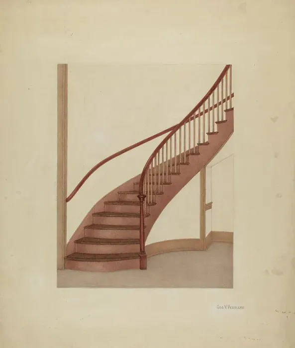 Framed Print : Shaker Spiral Staircase, c. 1938. Creator: George V. Vezolles Framed Print : Shaker Spiral Staircase, c. 1938. Creator: George V. Vezolles
