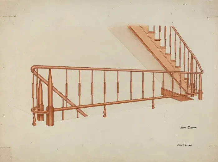 Framed Print : Shaker Stairway, c. 1941. Creator: Lon Cronk Framed Print : Shaker Stairway, c. 1941. Creator: Lon Cronk