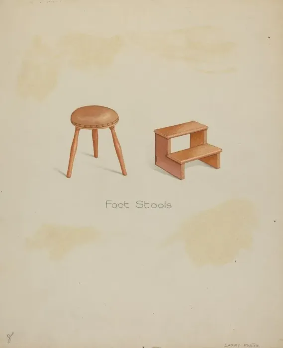 Framed Print : Shaker Stools, 1935 / 1942. Creator: Lawrence Foster Framed Print : Shaker Stools, 1935 / 1942. Creator: Lawrence Foster