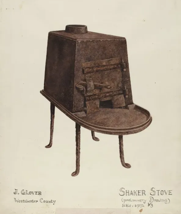 Framed Print : Shaker Stove, 1935 / 1942. Creator: Joseph Glover Framed Print : Shaker Stove, 1935 / 1942. Creator: Joseph Glover