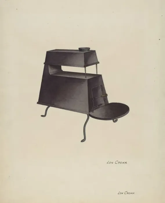 Framed Print : Shaker Stove, c. 1941. Creator: Lon Cronk Framed Print : Shaker Stove, c. 1941. Creator: Lon Cronk