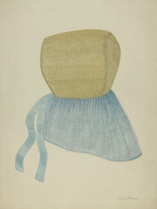 Framed Print : Shaker Straw Bonnet, c. 1937. Creator: Mona Brown Framed Print : Shaker Straw Bonnet, c. 1937. Creator: Mona Brown