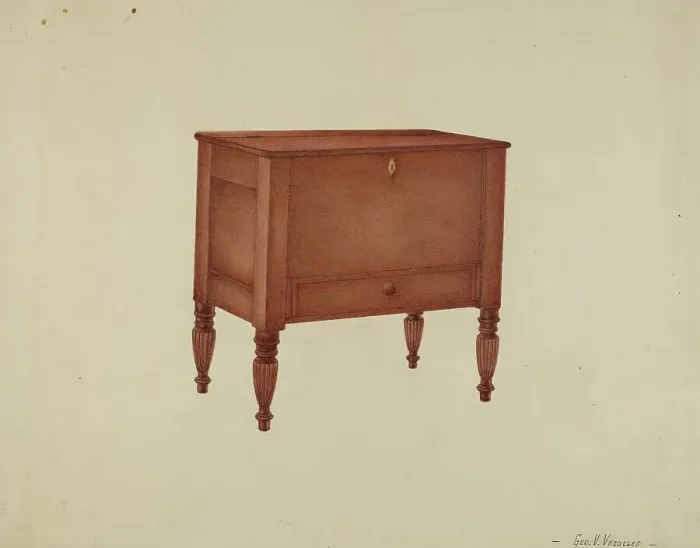 Framed Print : Shaker Sugar Chest, 1935 / 1942. Creator: George V. Vezolles Framed Print : Shaker Sugar Chest, 1935 / 1942. Creator: George V. Vezolles