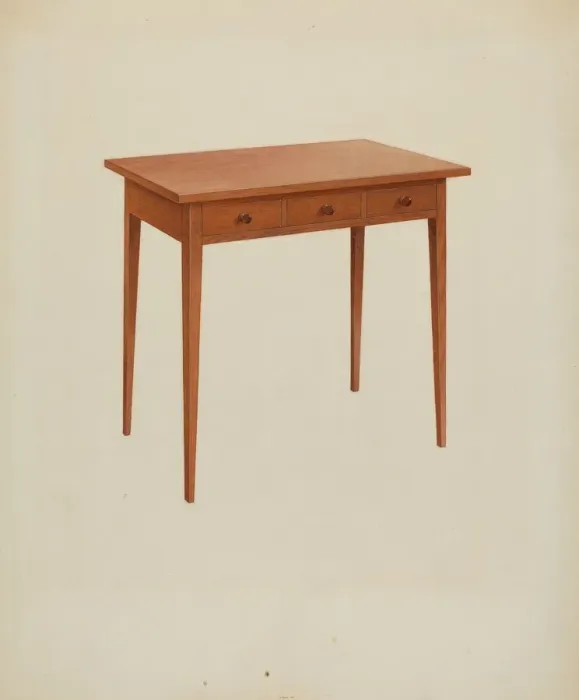 Framed Print : Shaker Table, c. 1938. Creator: John W Kelleher Framed Print : Shaker Table, c. 1938. Creator: John W Kelleher