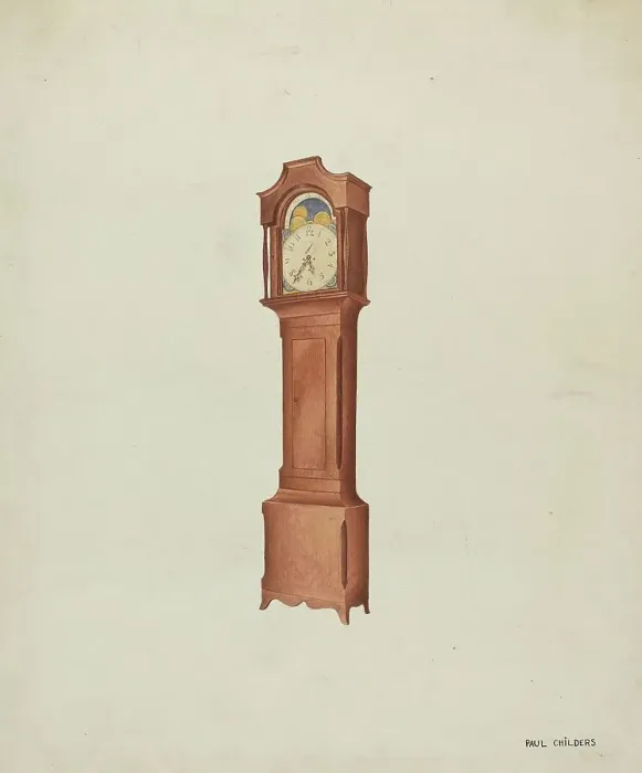 Framed Print : Shaker Tall Clock, c. 1937. Creator: William Paul Childers Framed Print : Shaker Tall Clock, c. 1937. Creator: William Paul Childers