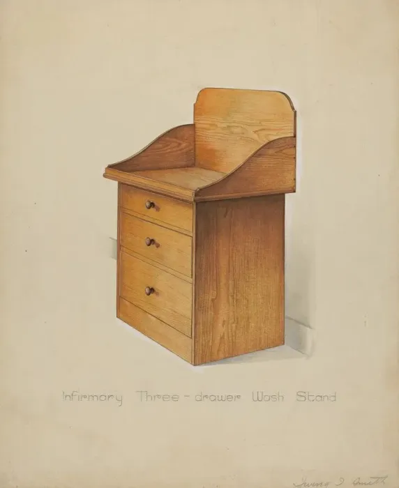 Framed Print : Shaker Wash Stand with Drawers, 1935 / 1942. Creator: Irving I. Smith Framed Print : Shaker Wash Stand with Drawers, 1935 / 1942. Creator: Irving I. Smith