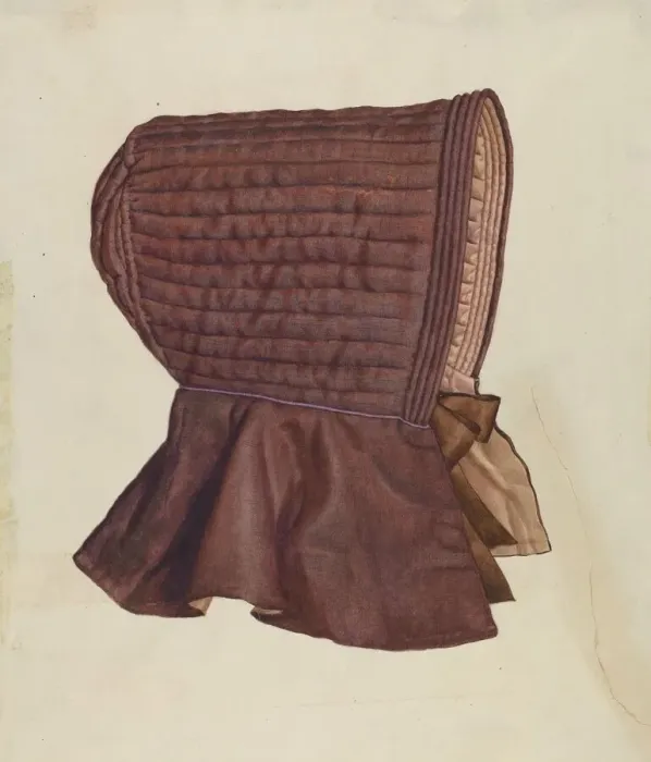 Framed Print : Shaker Womans Bonnet, c. 1936. Creator: Elizabeth Moutal Framed Print : Shaker Womans Bonnet, c. 1936. Creator: Elizabeth Moutal