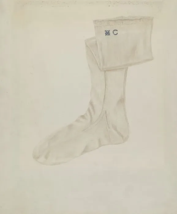Framed Print : Shaker Womans Stocking, c. 1936. Creator: Betty Fuerst Framed Print : Shaker Womans Stocking, c. 1936. Creator: Betty Fuerst