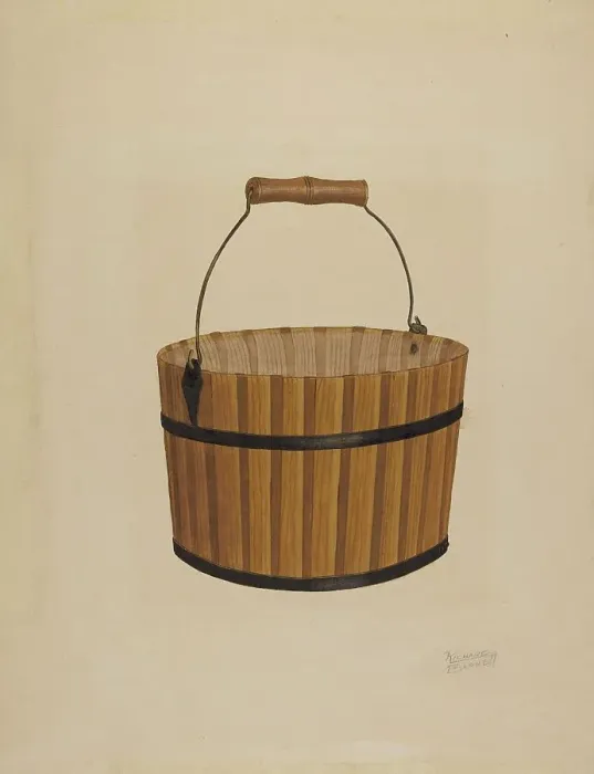Framed Print : Shaker Wooden Bucket, 1935 / 1942. Creator: Eugene Barrell Framed Print : Shaker Wooden Bucket, 1935 / 1942. Creator: Eugene Barrell