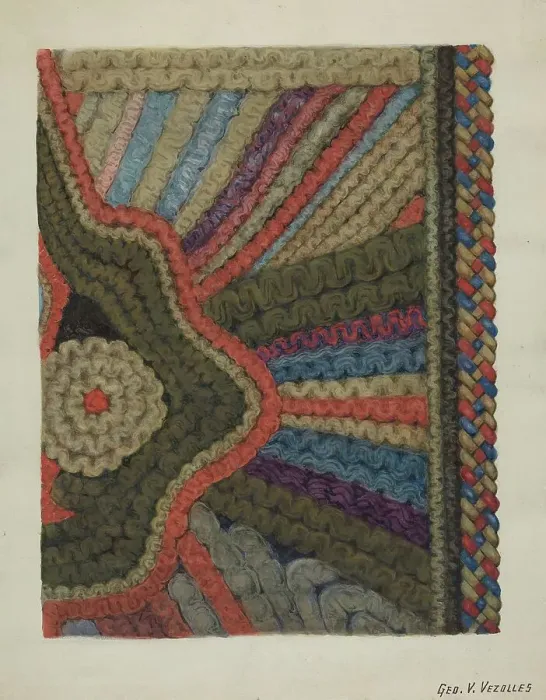 Framed Print : Shaker Woolen Rug, 1935 / 1942. Creator: George V. Vezolles Framed Print : Shaker Woolen Rug, 1935 / 1942. Creator: George V. Vezolles
