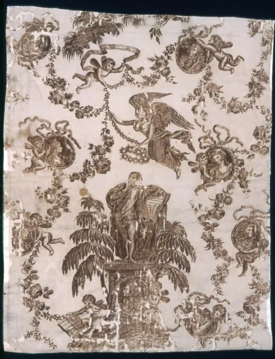 Framed Print : Shakespeare and Garrick (Furnishing Fabric), England, c. 1790. Creator: Unknown Framed Print : Shakespeare and Garrick (Furnishing Fabric), England, c. 1790. Creator: Unknown