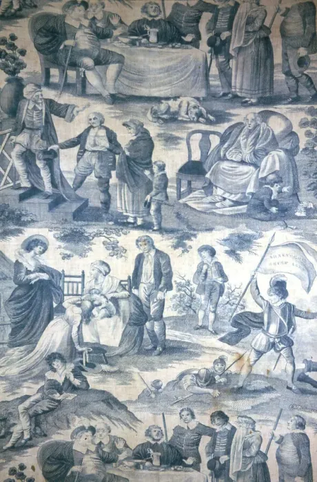 Framed Print : Shakespeares Seven Ages (of Man) (Furnishing Fabric), England, c. 1805. Creator: Unknown Framed Print : Shakespeares Seven Ages (of Man) (Furnishing Fabric), England, c. 1805. Creator: Unknown