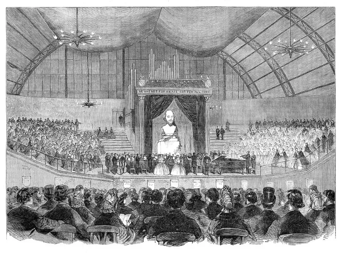 Framed Print : The Shakspeare Commemoration in London: unveiling a bust of Shakspeare... Agricultural Hall, 1864. Creator: Unknown Framed Print : The Shakspeare Commemoration in London: unveiling a bust of Shakspeare... Agricultural Hall, 1864. Creator: Unknown