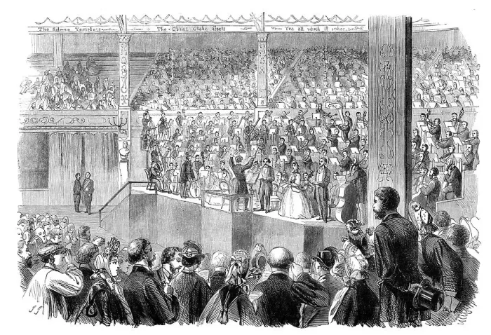 Framed Print : The Shakspeare Commemoration at Stratford-On-Avon: performance of...'The Messiah'...1864. Creator: J. J Framed Print : The Shakspeare Commemoration at Stratford-On-Avon: performance of...'The Messiah'...1864. Creator: J. J