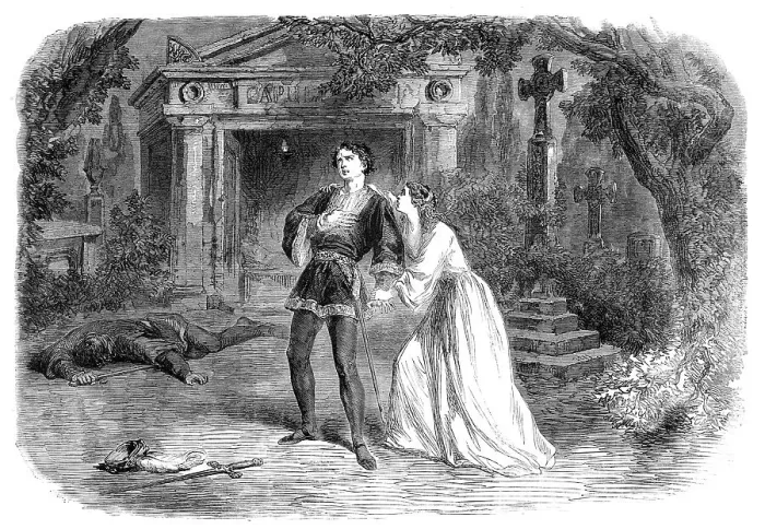 Framed Print : The Shakspeare Commemoration at Stratford-On-Avon: scene from Romeo And Juliet'... 1864. Creator: Unknown Framed Print : The Shakspeare Commemoration at Stratford-On-Avon: scene from Romeo And Juliet'... 1864. Creator: Unknown