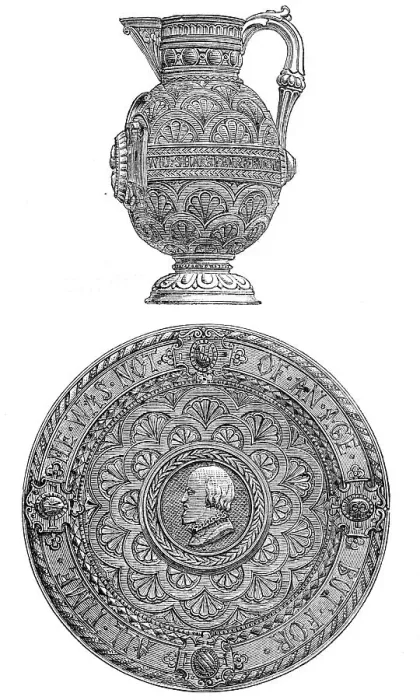 Framed Print : Shakspeare salver and jug, 1864. Creator: Unknown Framed Print : Shakspeare salver and jug, 1864. Creator: Unknown