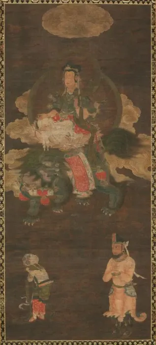 Framed Print : Shakyamuni Triad: Buddha Attended by Manjushri and Samantabhadra (Bodhisattva with Lion) Framed Print : Shakyamuni Triad: Buddha Attended by Manjushri and Samantabhadra (Bodhisattva with Lion)
