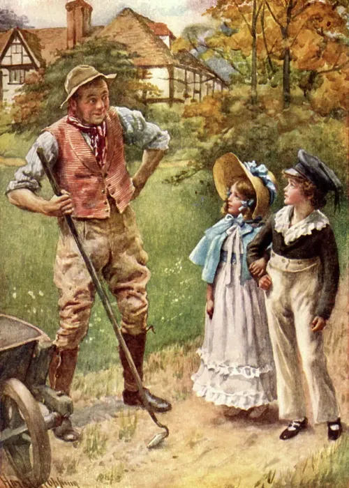 Framed Print : You Shall Be Our Head Garderner When We're Married from The Runaway Couple, c1900. Creator: Harold Copping