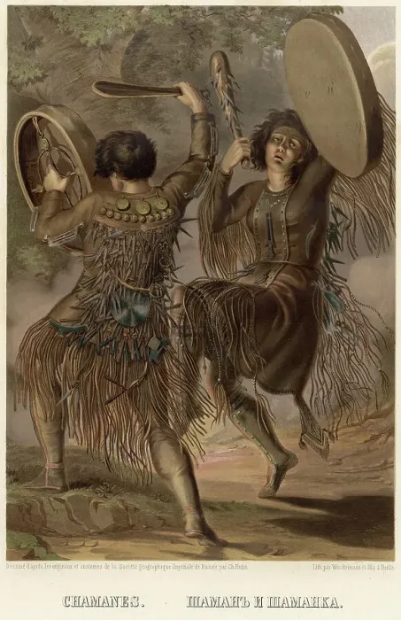 Framed Print : Shaman and shamanka, 1862. Creator: Karlis Huns Framed Print : Shaman and shamanka, 1862. Creator: Karlis Huns