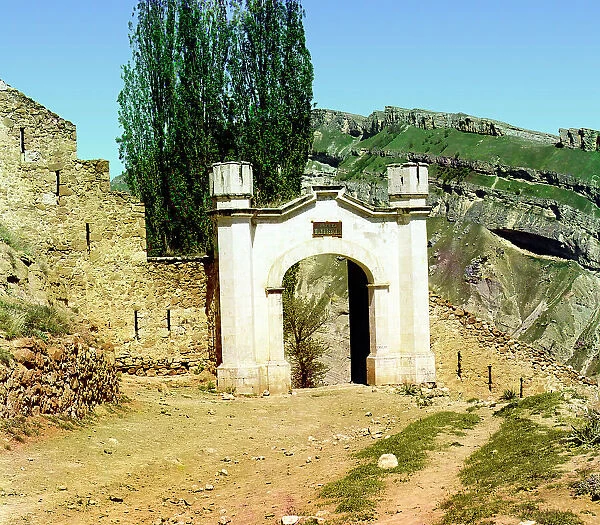 Shamil's Gates, Verkhny Gunib, Dagestan, between 1905 and 1915. Creator: Sergey Mikhaylovich Prokudin-Gorsky