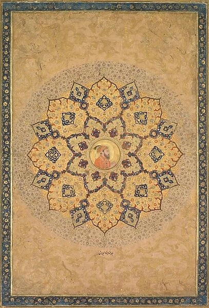 Shamsa (sunburst) with portrait of Aurangzeb (1618-1707), from the Emperors Album…