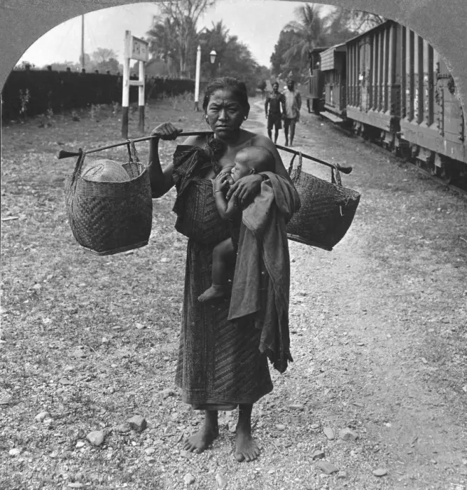 Framed Print : Shan woman and child, Upper Burma, 1908. Artist: Stereo Travel Co Framed Print : Shan woman and child, Upper Burma, 1908. Artist: Stereo Travel Co