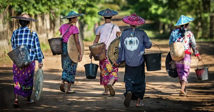 Framed Print : Shan Women Walking Home. Creator: Dorte Verner Framed Print : Shan Women Walking Home. Creator: Dorte Verner