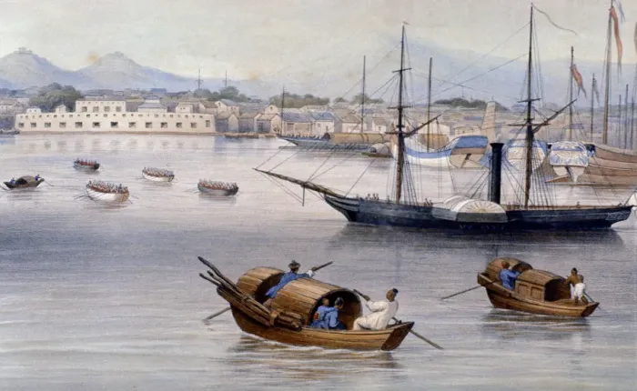 Framed Print : Shanghai harbour c1875 Framed Print : Shanghai harbour c1875