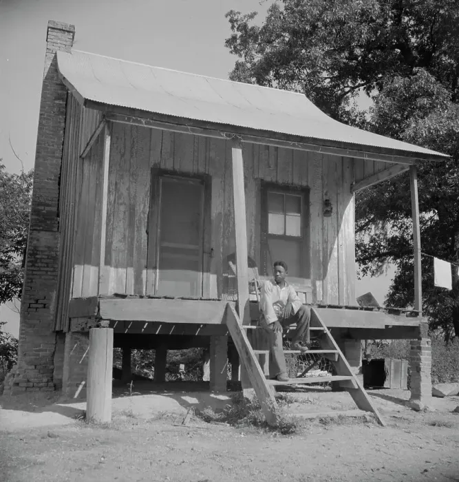 Framed Print : Sharecropper cabin, Coahoma County, Mississippi, 1937. Creator: Dorothea Lange Framed Print : Sharecropper cabin, Coahoma County, Mississippi, 1937. Creator: Dorothea Lange
