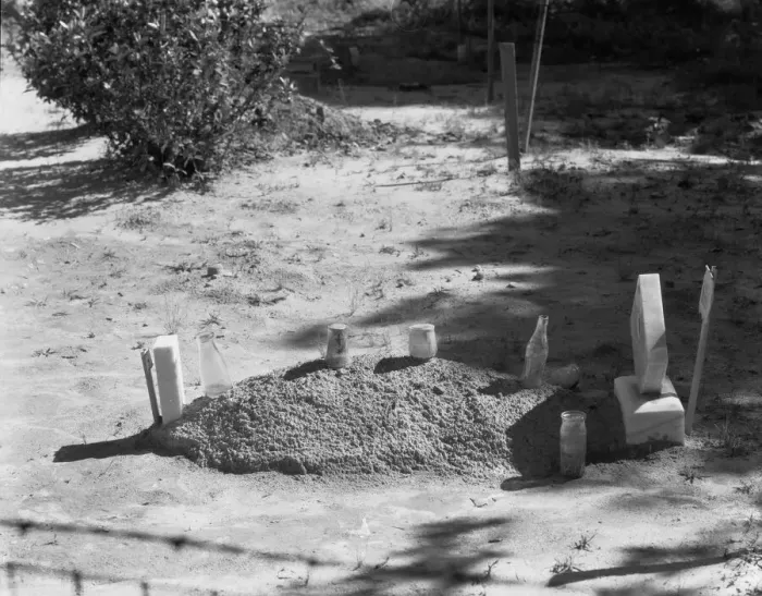 Framed Print : Sharecroppers grave, Hale County, Alabama, 1936. Creator: Walker Evans Framed Print : Sharecroppers grave, Hale County, Alabama, 1936. Creator: Walker Evans