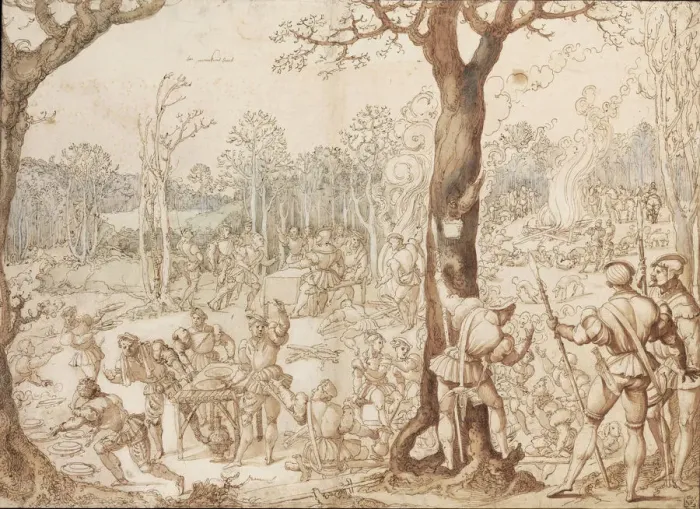 Framed Print : Sharing Out the Game, 1525-1535. Artist: Orley, Bernaert, van (1488-1541) Framed Print : Sharing Out the Game, 1525-1535. Artist: Orley, Bernaert, van (1488-1541)