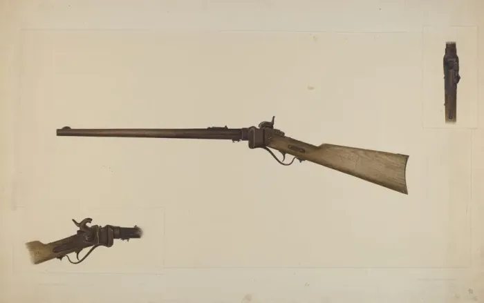 Framed Print : Sharps Rifle, c. 1938. Creator: Clyde L. Cheney Framed Print : Sharps Rifle, c. 1938. Creator: Clyde L. Cheney