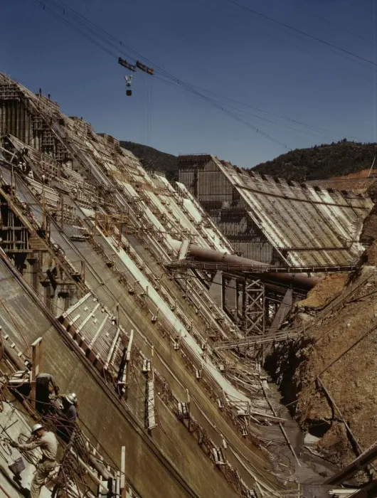 Framed Print : Shasta dam under construction, California, 1942. Creator: Russell Lee Framed Print : Shasta dam under construction, California, 1942. Creator: Russell Lee