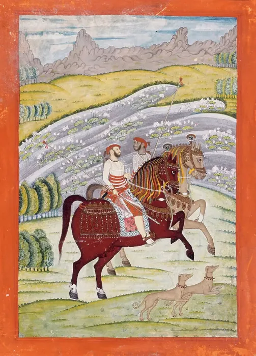 Framed Print : Shatrujit Singh of Datia (Reigned 1762-1801) on Horseback, c1780. Creator: Unknown Framed Print : Shatrujit Singh of Datia (Reigned 1762-1801) on Horseback, c1780. Creator: Unknown