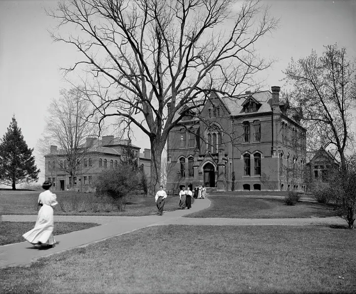 Framed Print : Shattuck and Williston Halls, Mount Holyoke College, South Hadley, Mass. c1908. Creator: William H. Jackson Framed Print : Shattuck and Williston Halls, Mount Holyoke College, South Hadley, Mass. c1908. Creator: William H. Jackson