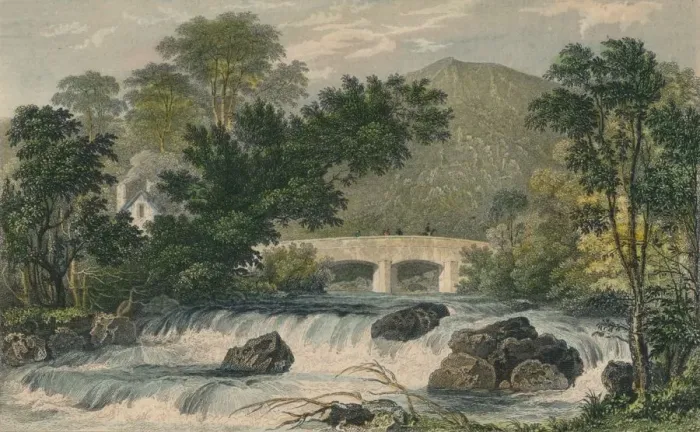 Framed Print : Shaugh Bridge, Bickleigh Vale, Devonshire, 1829. Artist: MJ Starling Framed Print : Shaugh Bridge, Bickleigh Vale, Devonshire, 1829. Artist: MJ Starling