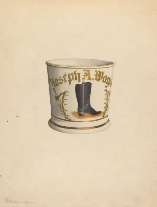 Framed Print : Shaving Mug, c. 1938. Creator: Roberta Spicer Framed Print : Shaving Mug, c. 1938. Creator: Roberta Spicer