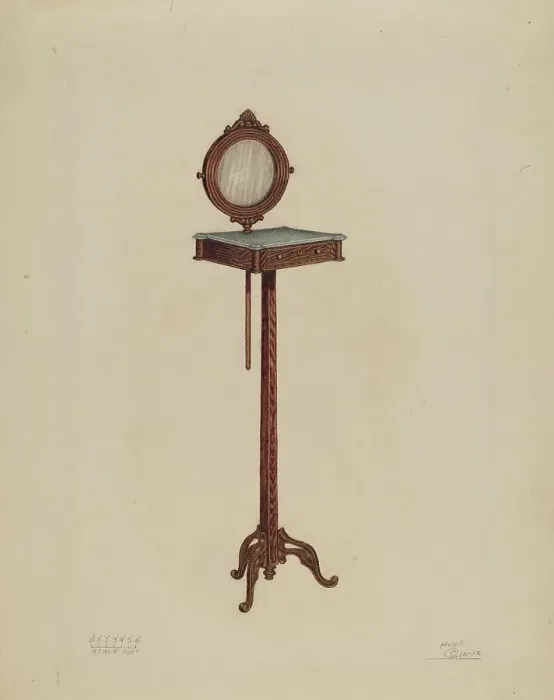 Framed Print : Shaving Stand, c. 1937. Creator: Hugh Clarke Framed Print : Shaving Stand, c. 1937. Creator: Hugh Clarke