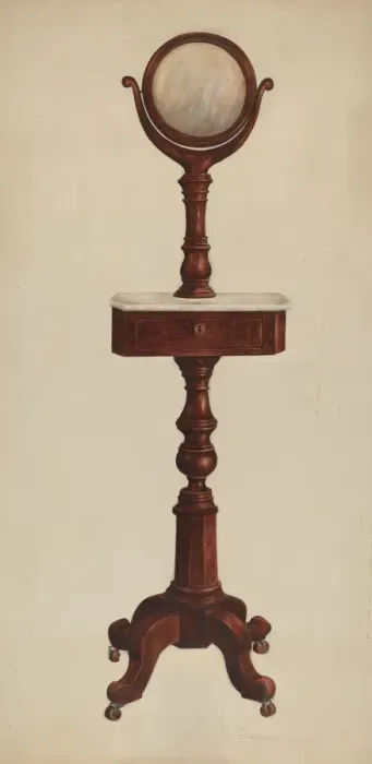 Framed Print : Shaving Stand, c. 1938. Creator: Charles Bowman Framed Print : Shaving Stand, c. 1938. Creator: Charles Bowman