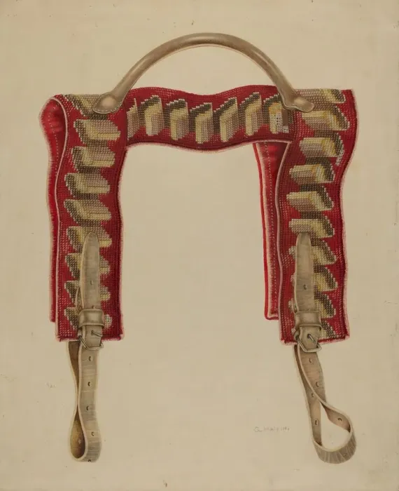 Framed Print : Shawl Strap, c. 1938. Creator: Grace Halpin