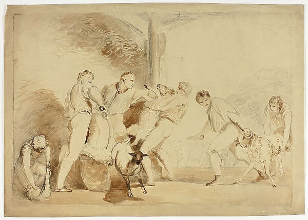 Shearing the Sheep, c. 1820. Creator: Henry Singleton