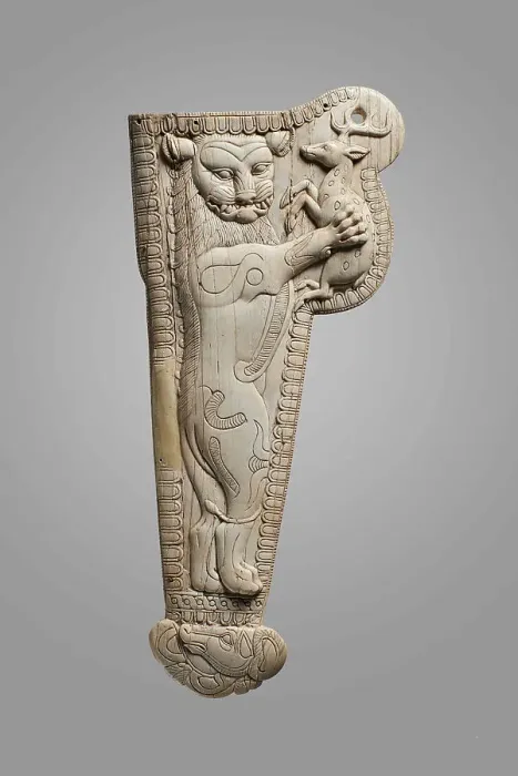 Framed Print : Sheath for an akinakes with a lion grasping a deer, 5th-4th century BC. Creator: Central Asian Art Framed Print : Sheath for an akinakes with a lion grasping a deer, 5th-4th century BC. Creator: Central Asian Art