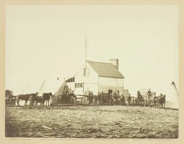 Framed Print : The Shebang, or Quarters of U. S. Sanitary Commission, Brandy Station, November 1863 Framed Print : The Shebang, or Quarters of U. S. Sanitary Commission, Brandy Station, November 1863