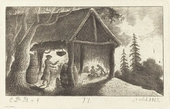Framed Print : The Shed with Children Fighting, 1862. Creator: Emmanuel Phélippes-Beaulieu Framed Print : The Shed with Children Fighting, 1862. Creator: Emmanuel Phélippes-Beaulieu