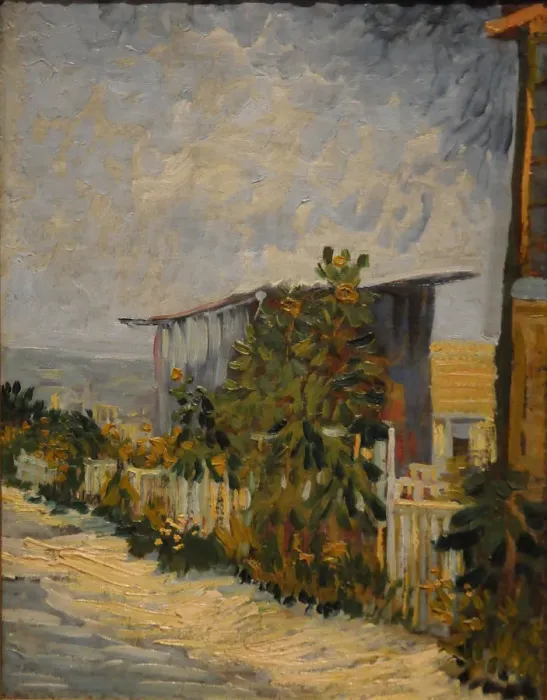 Framed Print : Shed at the Montmartre with sunflower, 1887. Artist: Gogh, Vincent, van (1853-1890) Framed Print : Shed at the Montmartre with sunflower, 1887. Artist: Gogh, Vincent, van (1853-1890)