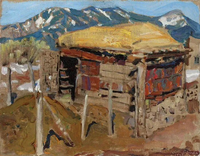 Framed Print : Shed in the Taos Mountains, 1925. Creator: Akseli Gallen-Kallela Framed Print : Shed in the Taos Mountains, 1925. Creator: Akseli Gallen-Kallela