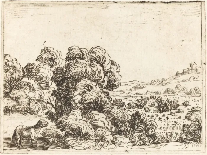 Framed Print : Sheep Calling Lamb. Creator: Jacques Callot Framed Print : Sheep Calling Lamb. Creator: Jacques Callot