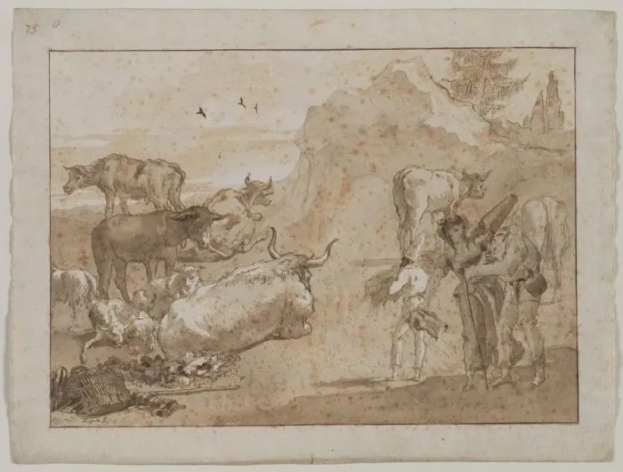 Framed Print : Sheep and Cows, 1790s. Creator: Giovanni Domenico Tiepolo (Italian, 1727-1804) Framed Print : Sheep and Cows, 1790s. Creator: Giovanni Domenico Tiepolo (Italian, 1727-1804)