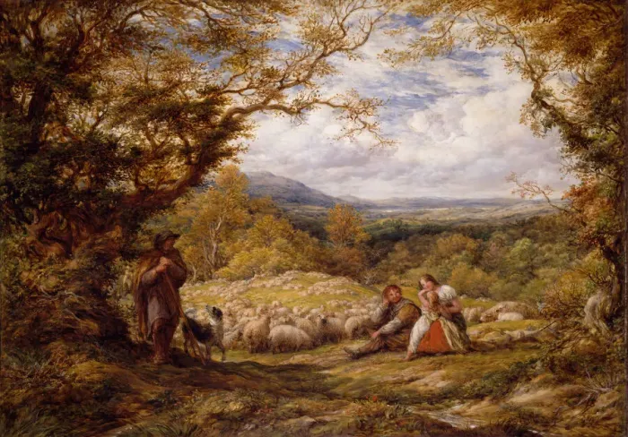 Framed Print : The Sheep Drive, 1863. Creator: John Linnell Framed Print : The Sheep Drive, 1863. Creator: John Linnell