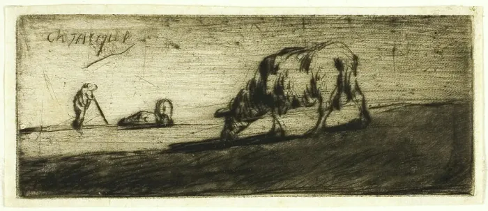 Framed Print : A Sheep Grazing, 1849. Creator: Jean Francois Millet Framed Print : A Sheep Grazing, 1849. Creator: Jean Francois Millet